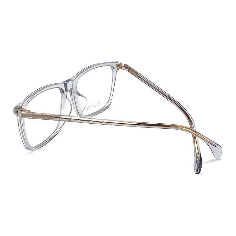 GUCCI Plate Frame Square Prescription Glasses Unisex Transparent
