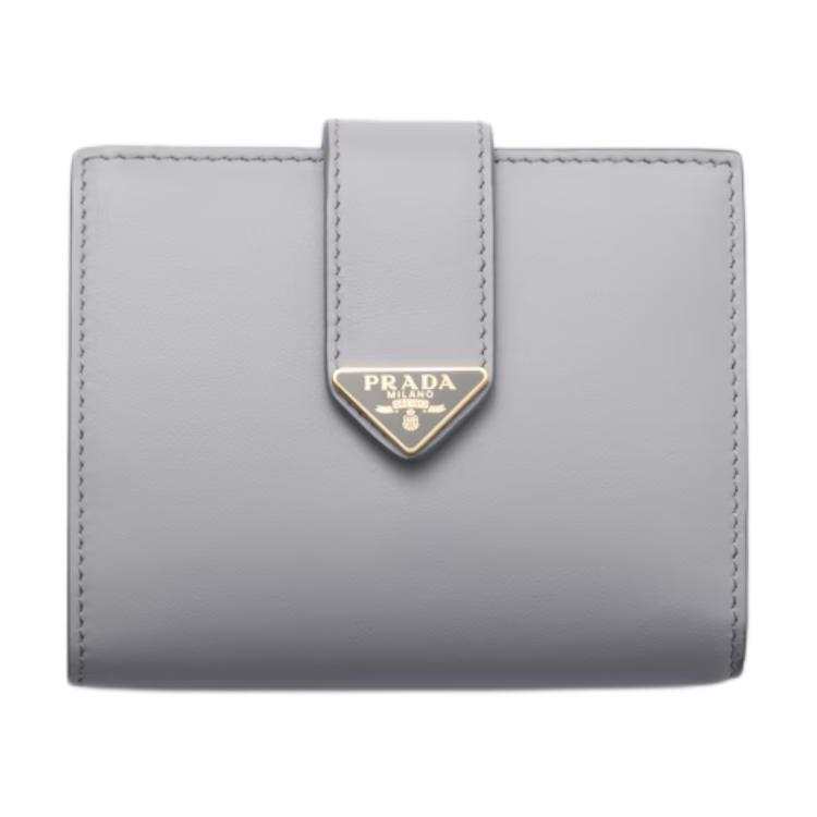 PRADA PRADA Leather Wallet Small Women's Wisteria Gray