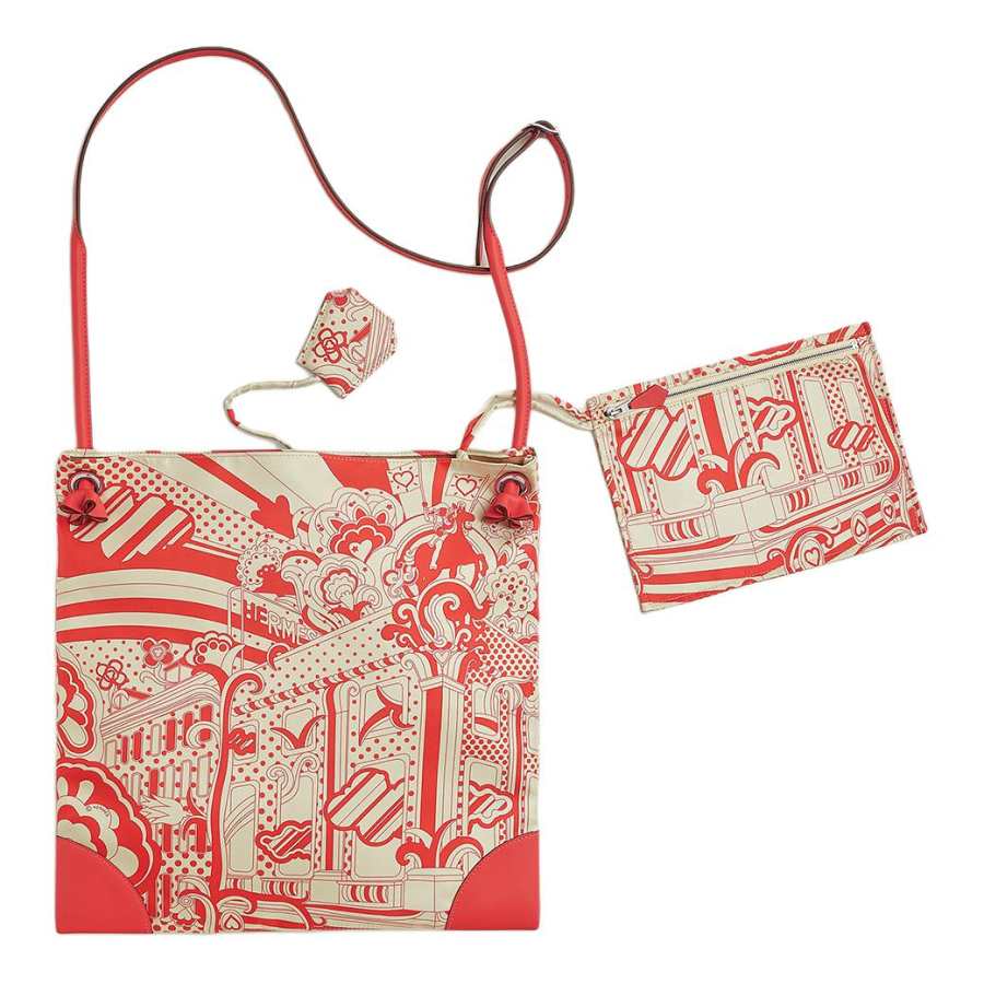 HERMES Silk, Swift Calfskin Crossbody Bag, Shoulder Bag Women's Open Country Orange