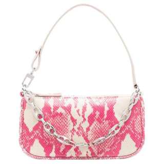 By Far Mini Rachel Sheepskin Shoulder Bag, Chain Baguette Bag, Handbag Mini Women's Pink
