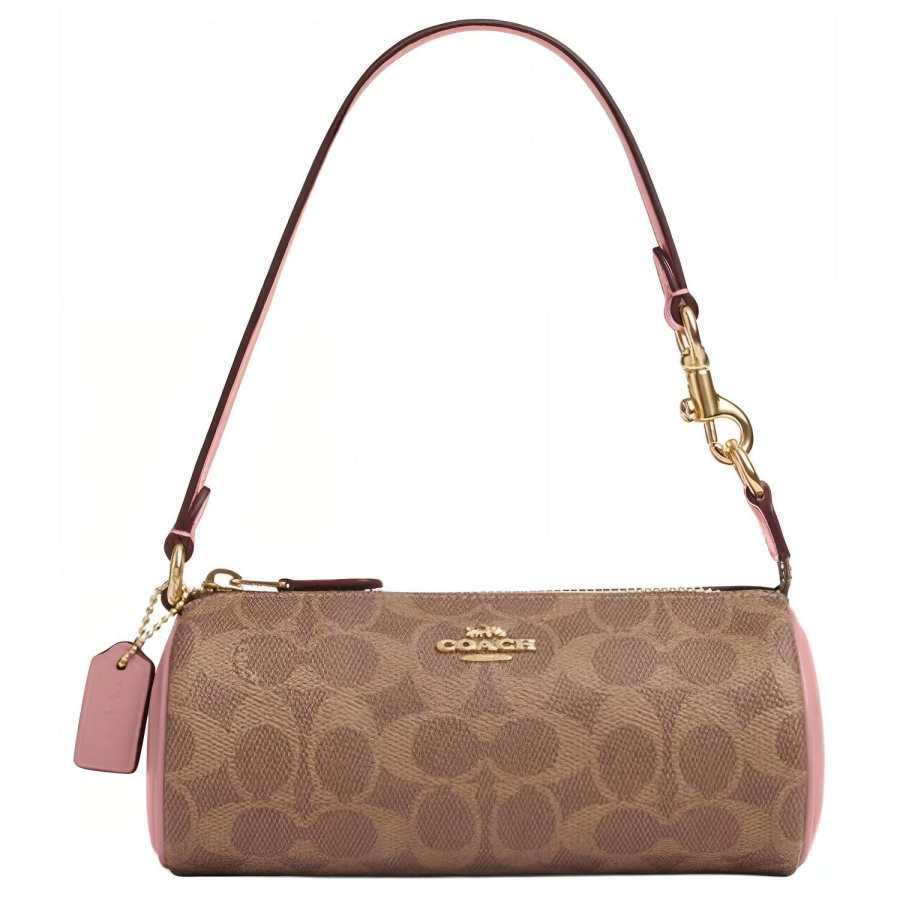 COACH Nolita PVC Cylinder Bag Handbag, Shoulder Bag Small Women's Brown & Pink