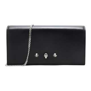 Alexander McQueen Leather Chain Wallet, Shoulder Bag, Crossbody Bag Women's Black