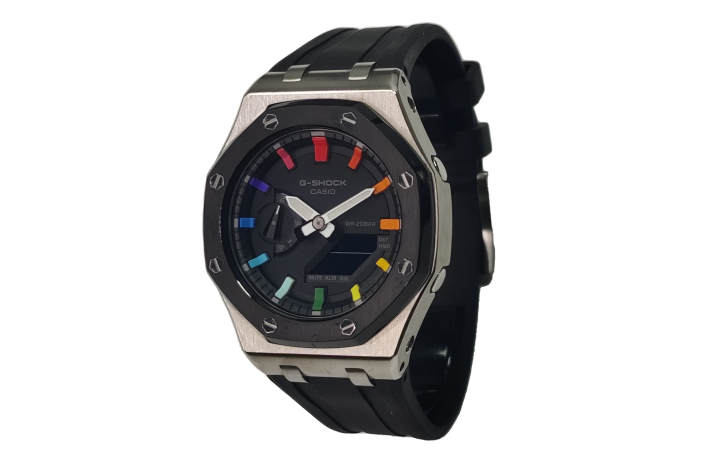 CASIO CASIO Custom Collection Electronic Movement Fluoroelastomer Strap Watch Men's Watches Black Dial