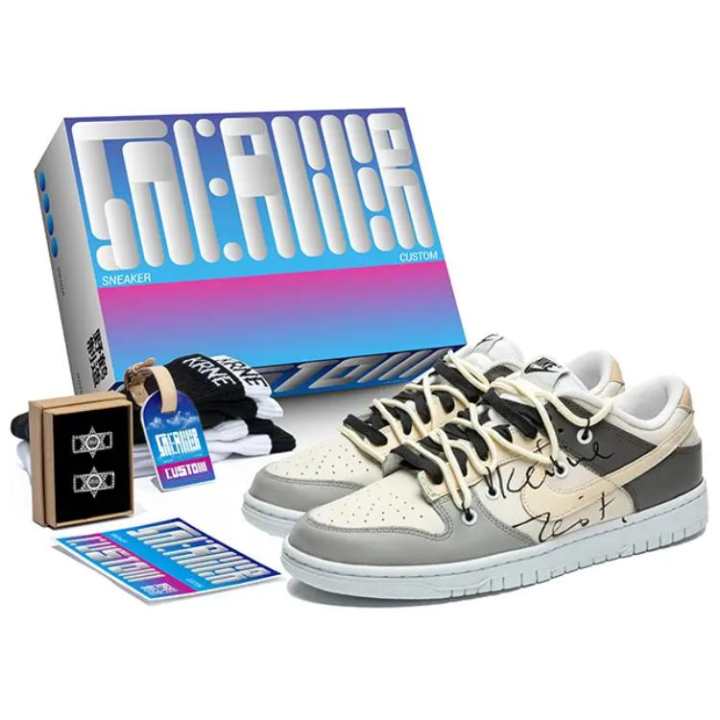 Nike Nike Dunk Wild Crane Manufacturing Skateboard Shoes Men's Beige Gray