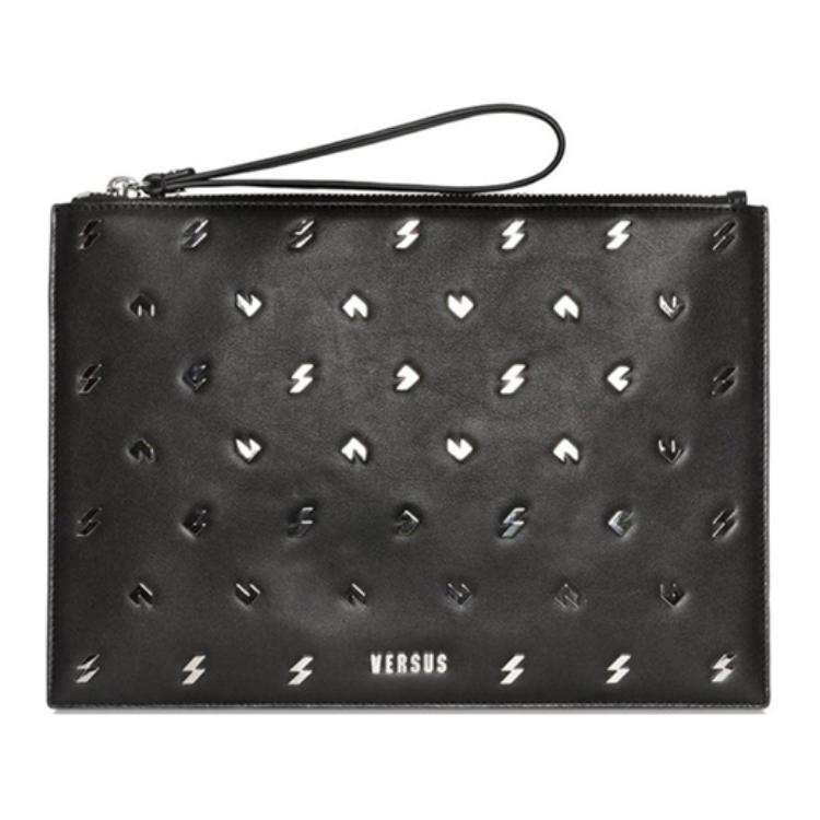 VERSUS Cow Leather Clutch Coin Purse, Clutch Men's Black