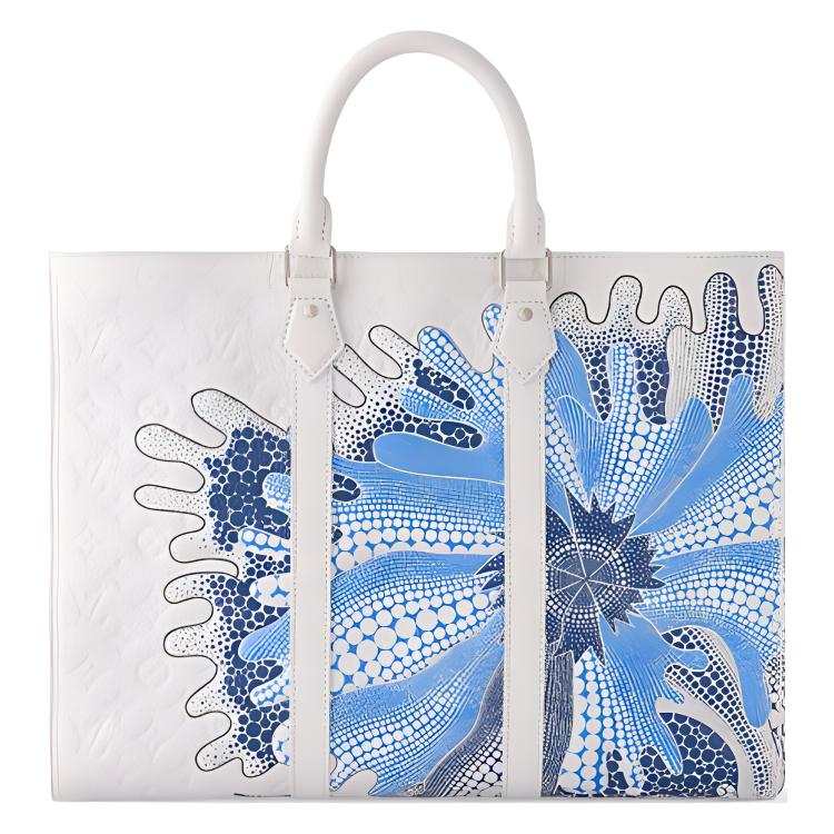 LOUIS VUITTON Yayoi Kusama Collaboration Sac Plat Cow Leather Shoulder Bag, Crossbody Bag, Handbag Men's White