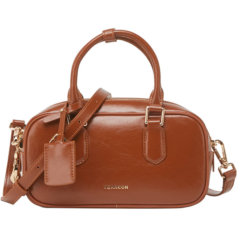 YEARCON Synthetic Leather Shoulder Bag, Crossbody Bag, Handbag, Bowling Bags Small Women's Brown