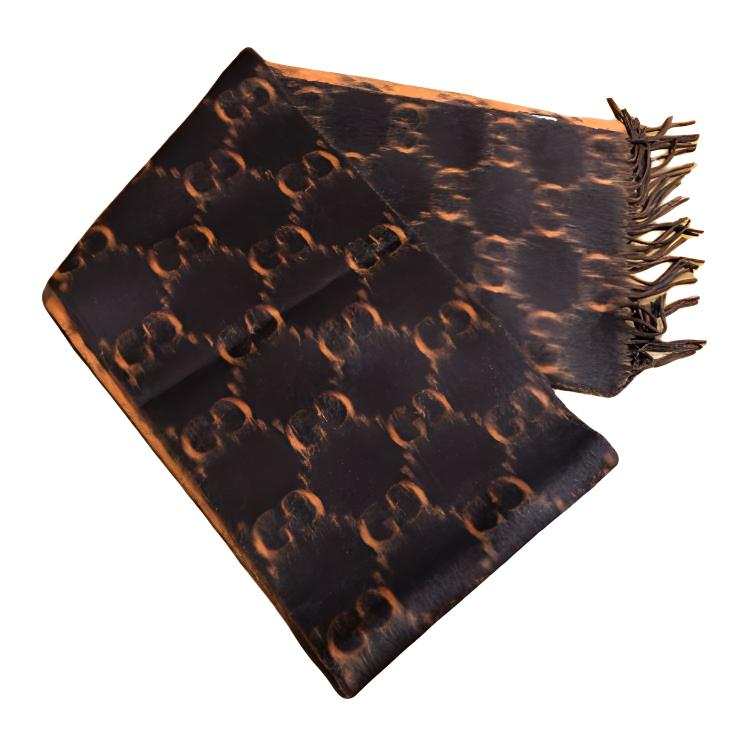 GUCCI Alpaca Knit Scarves Men's Brown