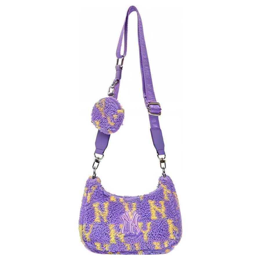 MLB Plush Combo Bag, Crossbody Bag, Shoulder Bag Regular Women's Purple Yellow Color Block