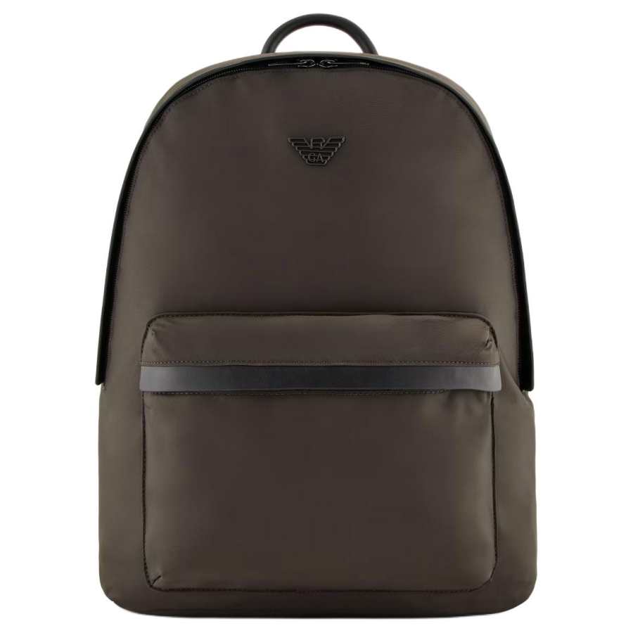 EMPORIO ARMANI Recycled Nylon Backpack Men's Brown Green