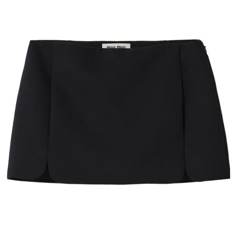MIU MIU Grain De Poudre Miniskirt Casual Short Skirts Women's Black