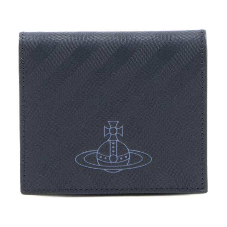 Vivienne Westwood Cow Leather Wallet Mini Women's Marine Blue Plaid