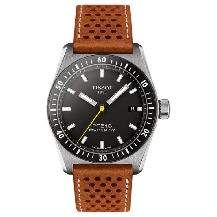 TISSOT PR516 Automatic Mechanical Movement 100m Waterproof Unisex Watch 38mm Black Dial Stainless Steel Case