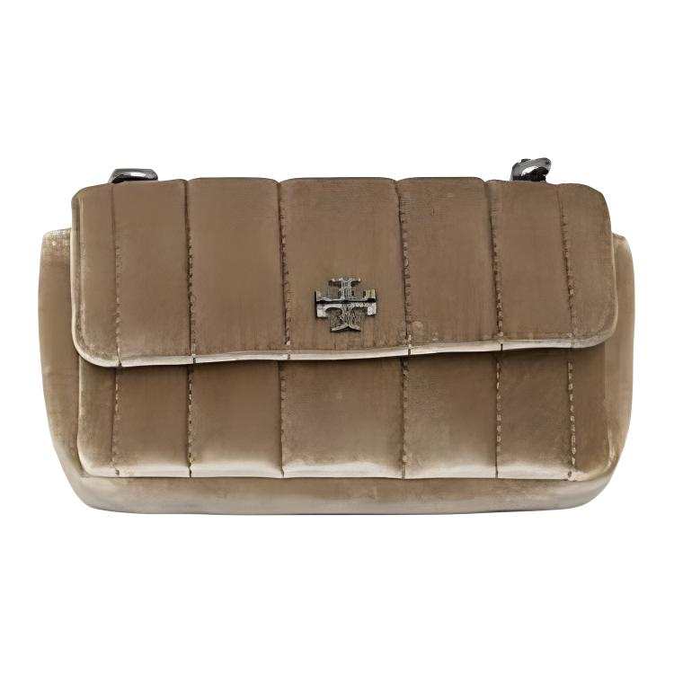 TORY BURCH Kira Velvet Shoulder Bag Mini Women's Taupe