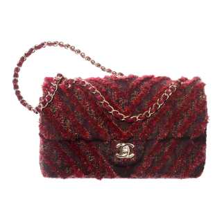 CHANEL Classic Flap CF Tweed Shoulder Bag, Crossbody Bag Women's Red