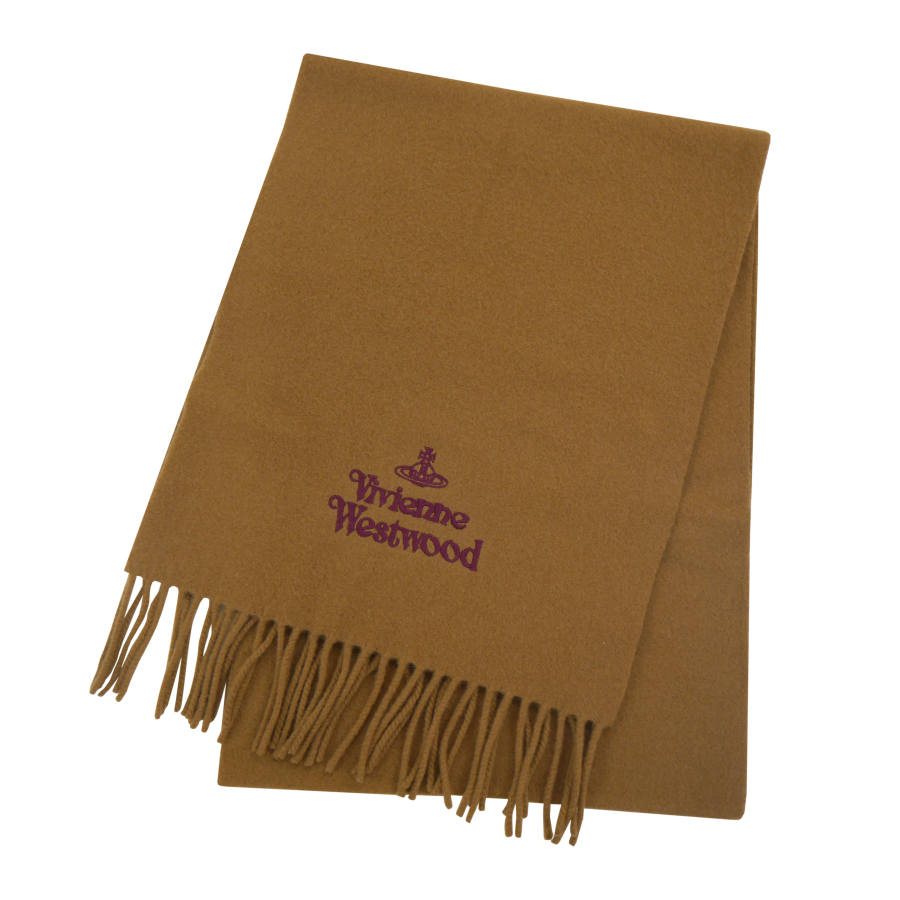 Vivienne Westwood Logo Embroidered Fringed Scarf