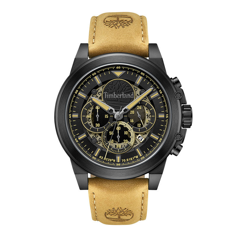 Timberland Fast Strike Collection Wrist Watches Quartz Movement Leather Strap Green Dial Men's Watches