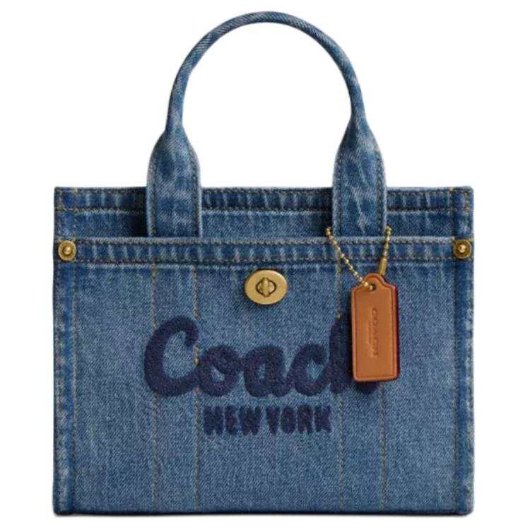 COACH Cargo Denim Tote Bag, Shopping Bag, Crossbody Bag, One Shoulder Handbag Small Women's Indigo