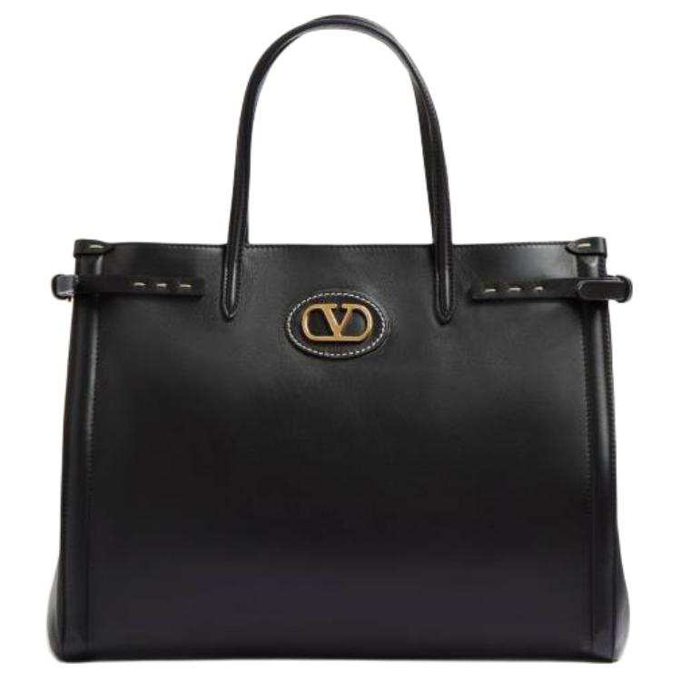 Valentino Calfskin Shoulder Bag, Crossbody Bag, Handbag Medium Unisex Black