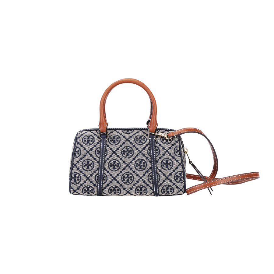 TORY BURCH T Monogram Fabric With Cow Leather Shoulder Bag, Crossbody Bag, Handbag Mini Women's Marine Blue