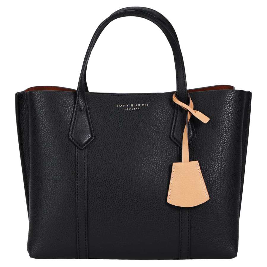 TORY BURCH Perry Leather Tote Bag, Shopping Bag, Shoulder Bag, Crossbody Bag, Handbag Small Women's Black