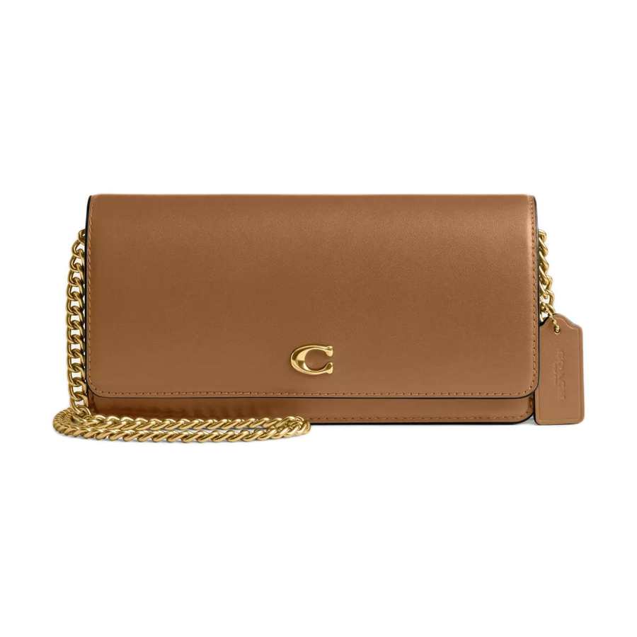 COACH Essential Calfskin Shoulder Bag, Crossbody Bag, Wallet Women's Honey Brown