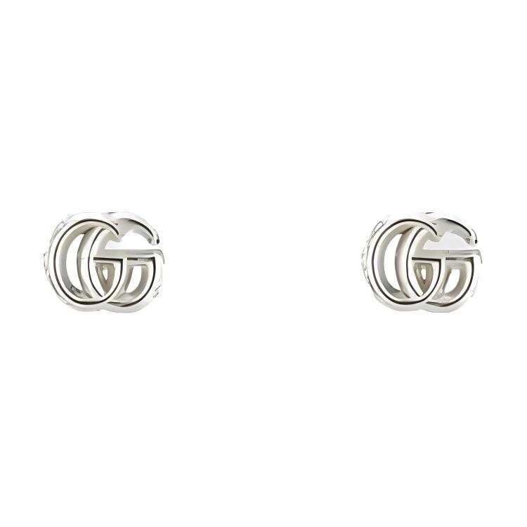 GUCCI GG Marmont Double G 925 Sterling Silver Stud Earrings Women's Silver
