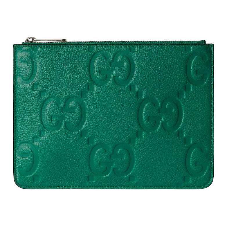 GUCCI Grain Leather Clutch Large Men's Green