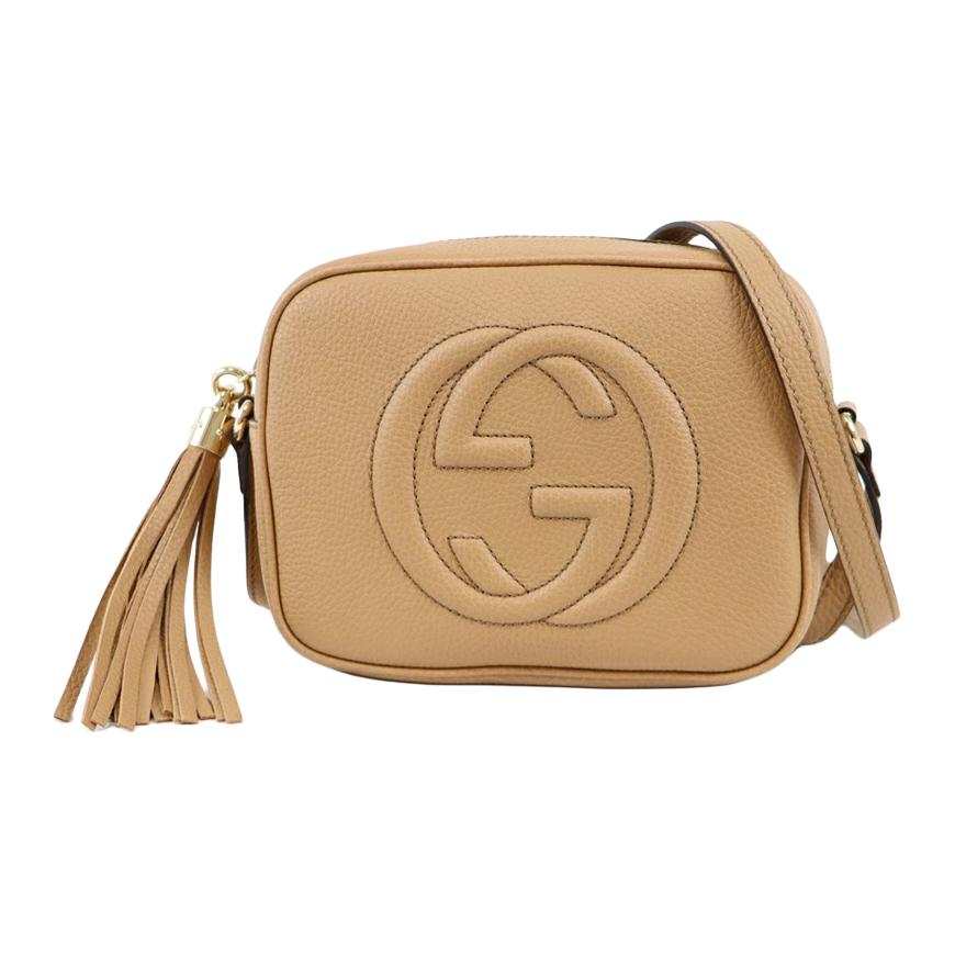 GUCCI Soho Leather Crossbody Bag, Shoulder Bag Women's Rose Beige
