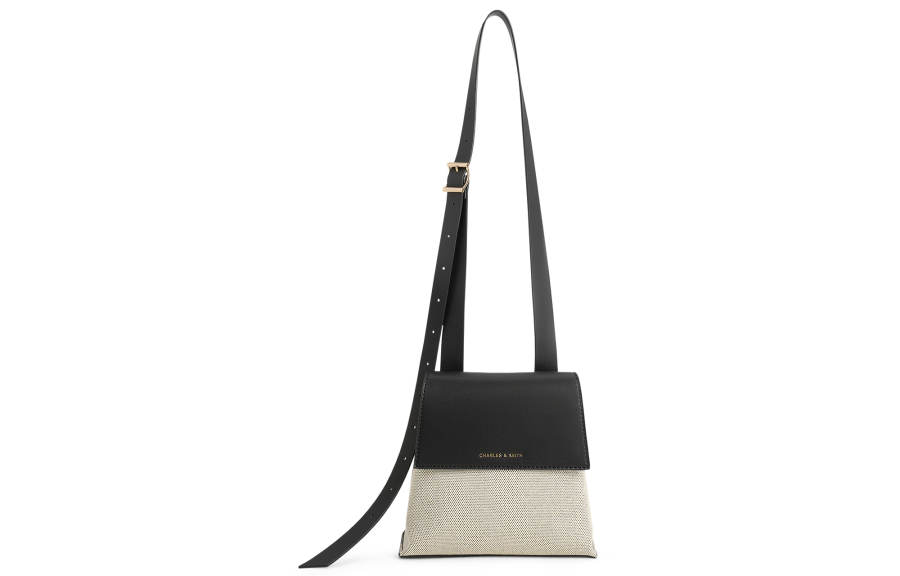 CHARLES&KEITH PU, Textile Mixture Crossbody Bags Small Women's Multi Composite Color