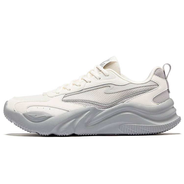 Erke Jie Ao 3.0 Textile, Synthetic Leather Slip Resistant Abrasion Resistant Low top Casual Shoes Women's Beige Gray