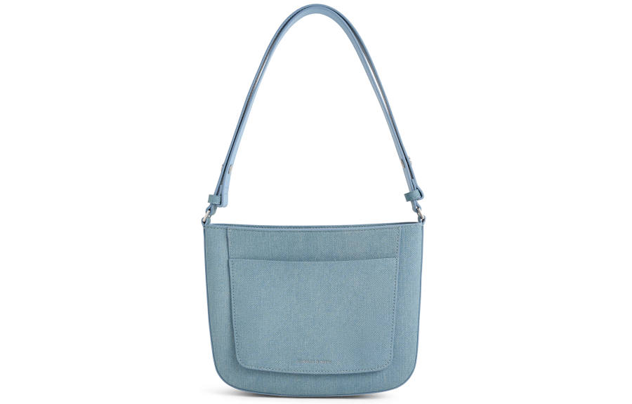 CHARLES&KEITH Synthetic Leather Small Square Bag, One Shoulder Underarm Crossbody Bag Medium Women's Dark Denim Blue