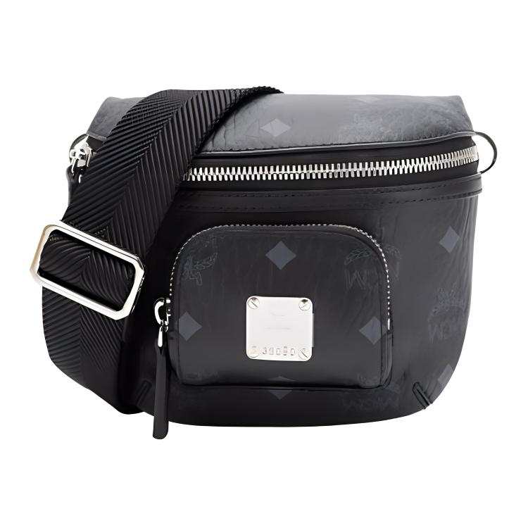 MCM Klassik Visetos Leather With Fabric Crossbody Bags Extra Mini Women's Black