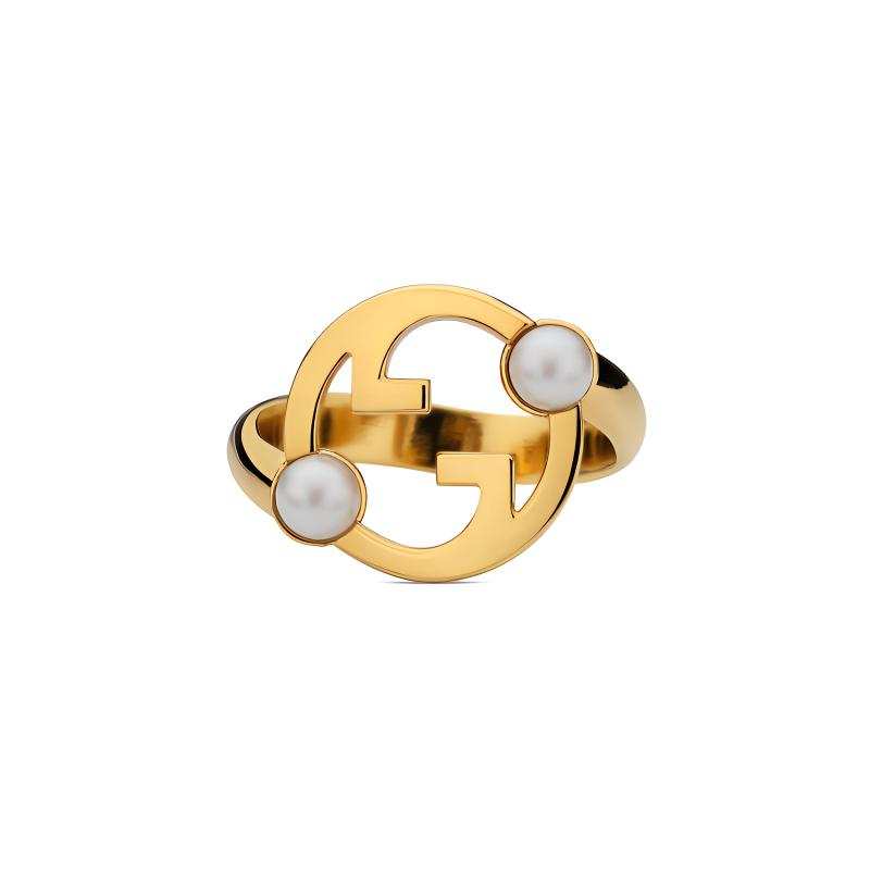 GUCCI Metal, Crystal, Resin Pearl Rings Unisex Gold