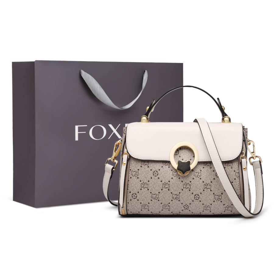 FOXER PVC Shoulder Bag, Crossbody Bag Regular Women's Khaki/Coffee