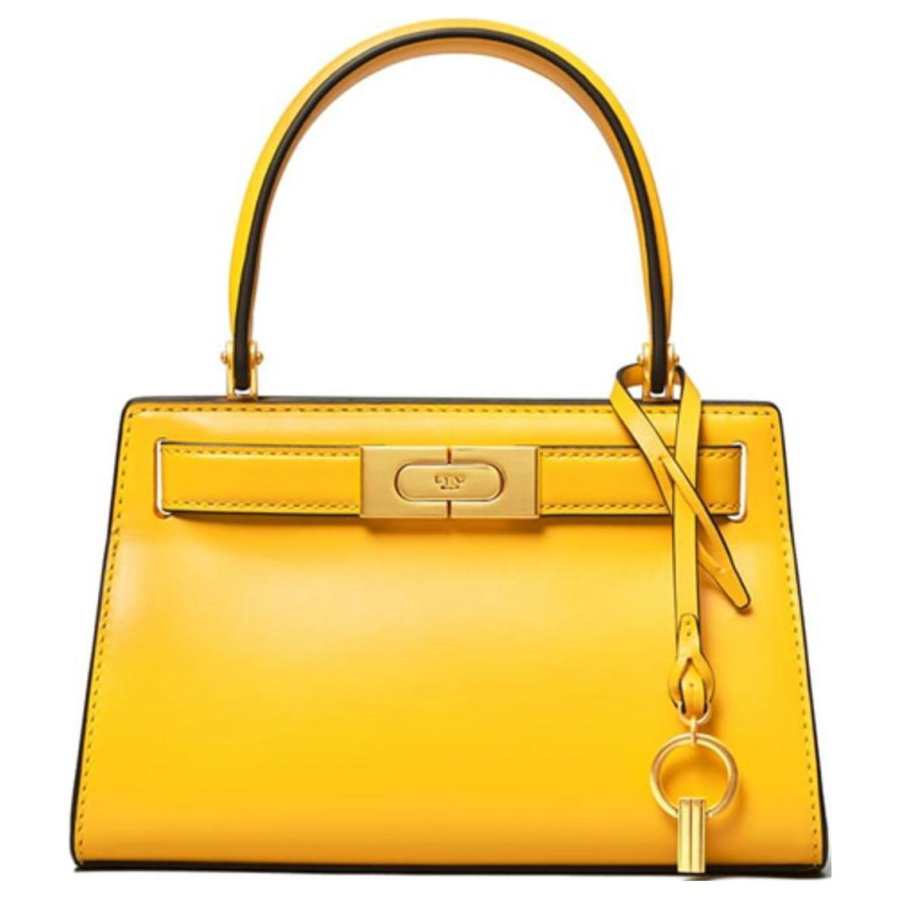 TORY BURCH Lee Radziwill Lock Cow Leather Tote Crossbody One Shoulder Handbag Regular Women's Lemon