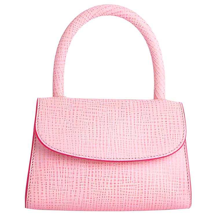 By Far Mini Croco Cow Leather Handbag, Shoulder Bag, Handbag Small Women's Pink