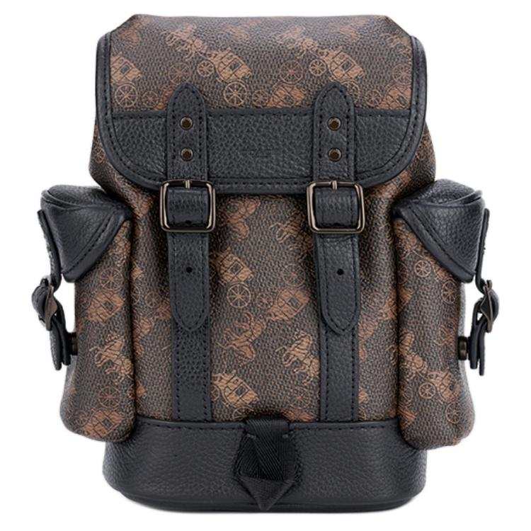 COACH COACH Hitch Artificial Leather With Cow Leather Backpack Mini Men's Charcoal