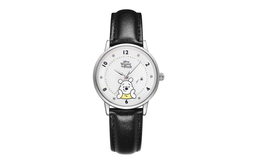 Disney Winnie The Pooh Quartz Movement Leather Strap Watch Unisex White Dial