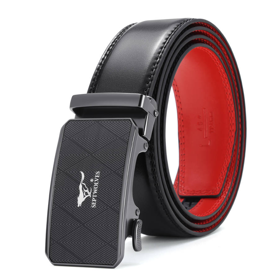 SEPTWOLVES Cow Leather Zinc Alloy Split Cow Leather Belts Men's Width 3.5CM
