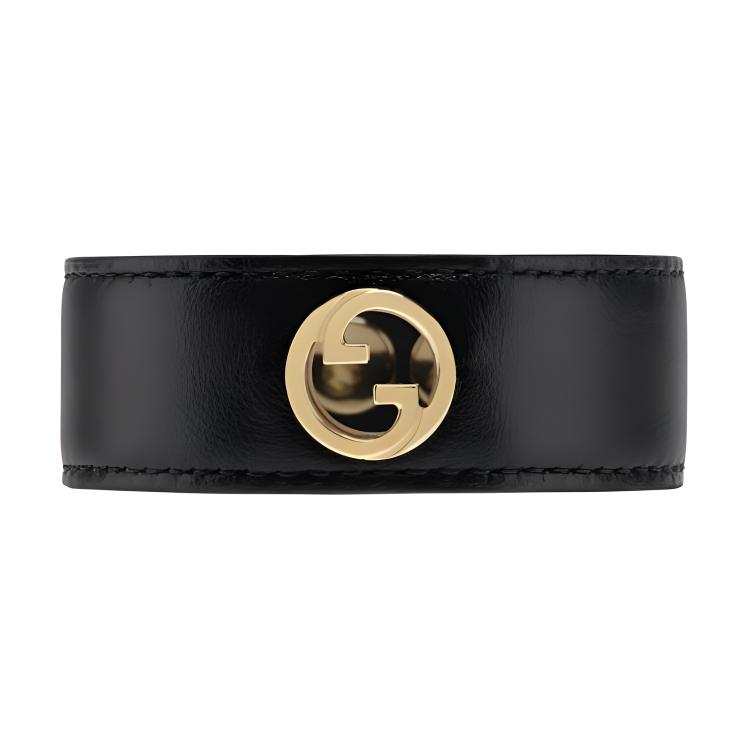 GUCCI Leather, Metal Bangles Women's Black