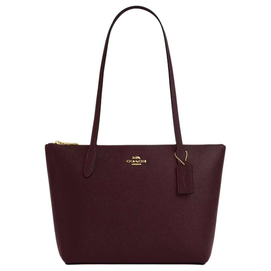 COACH Recycled Leather Handbag, Shoulder Bag Medium Women's Merlot