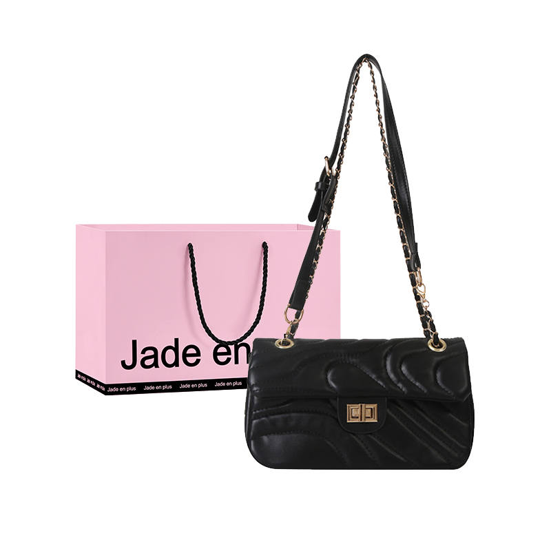 Jade En Plus Texture PU Shoulder Bag, Crossbody Bag Regular Women's White/Apricot/Black