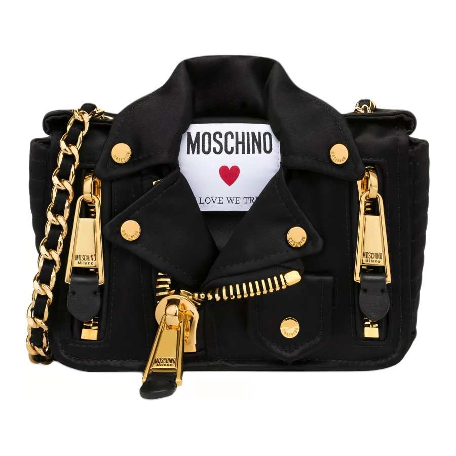 LOVE MOSCHINO Silk Blended With Viscose Shoulder Bag, Crossbody Bag Women's Black