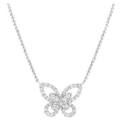 Graff 18K White Gold, White Zircon Necklaces Women's Silver