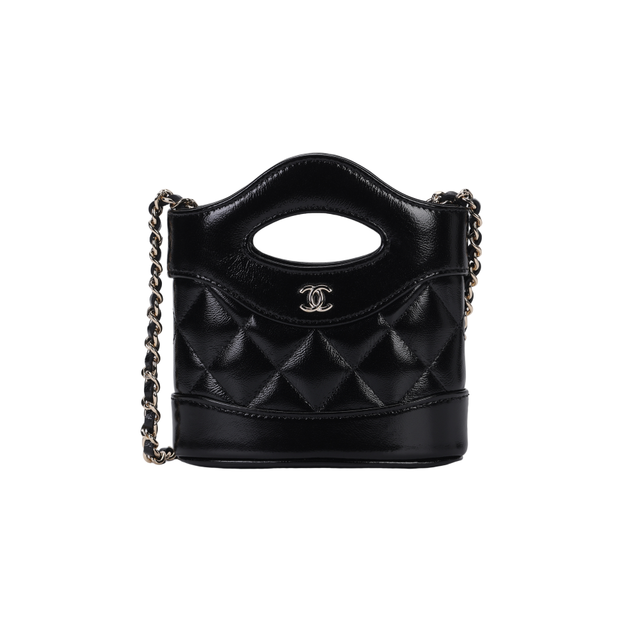 CHANEL Sheepskin Material Gold Chain French Fries Bucket Bag, Shoulder Bag, Crossbody Bag, Handbag Mini Women's Black