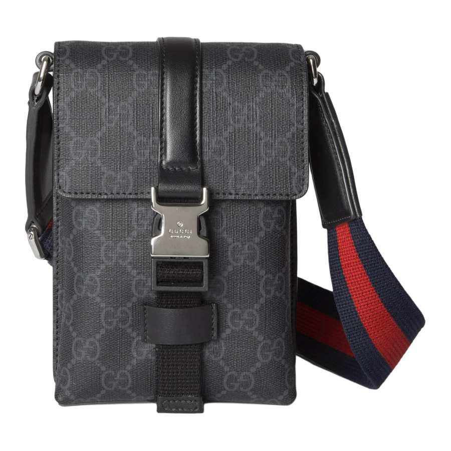 GUCCI Canvas With Leather Binding Crossbody Bag, Shoulder Bag Extra Mini Men's Black