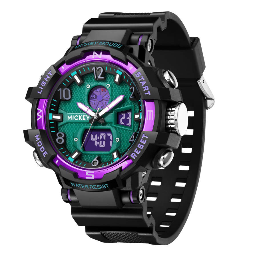 Disney Electronic Movement Rubber Strap Watch Men's Watches Black Dial 50m Waterproof