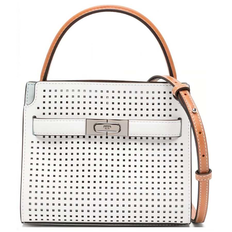 TORY BURCH Lee Radziwill Leather Shoulder Bag, Crossbody Bag, Handbag Mini Women's White