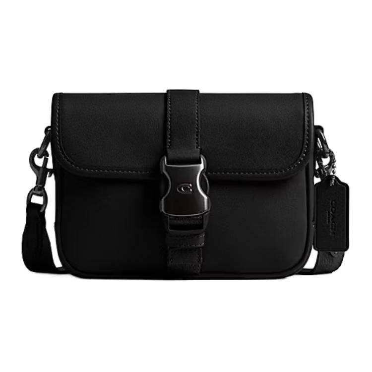 COACH League Smooth Leather Shoulder Bag, Crossbody Bag Small Women's Black